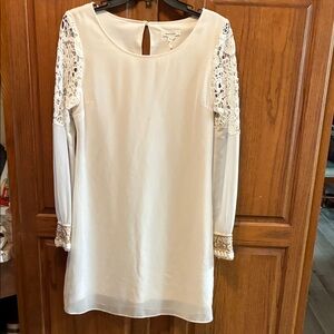 Soieblu Cream Lace Sleeve Midi Dress size S